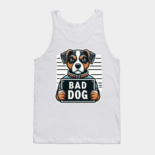 Illustrated Mug Shot of Bad Dog Tank Top